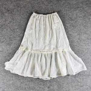 True Vintage Greenco Maid Nylon Ivory Slip Skirt Ruffle Sheer‎ – Size Small